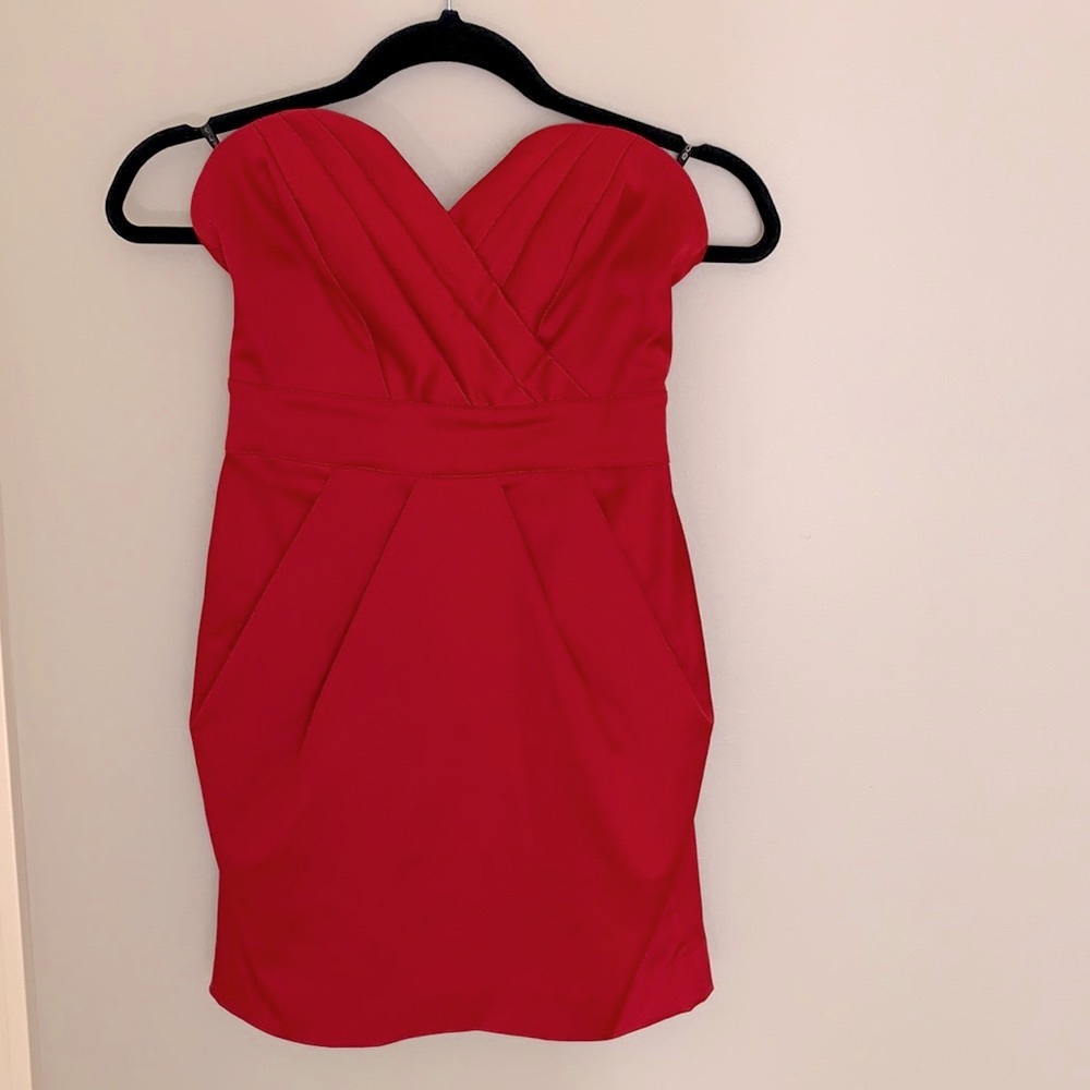 BEBE strapless red dress
